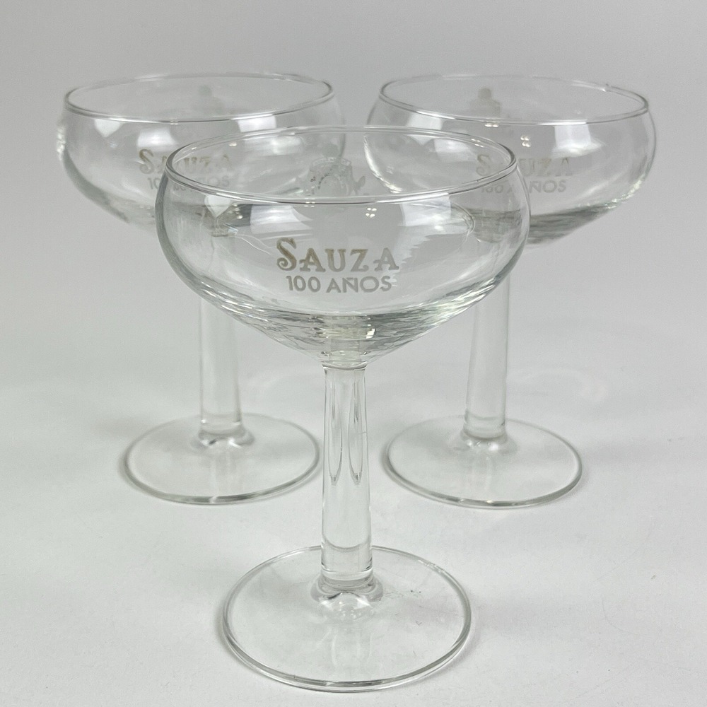 Vintage Original Sauza 100 Años Champagne Glasses Set Of 3 New Years Celebration